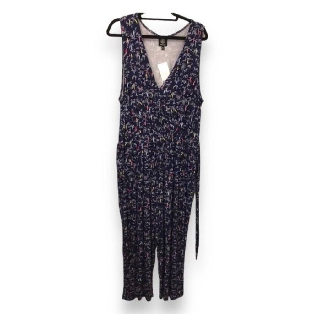 Bobeau Women’s Plus Sleeveless Wrap Front Jumpsuit, Blue Nautica, size 2X